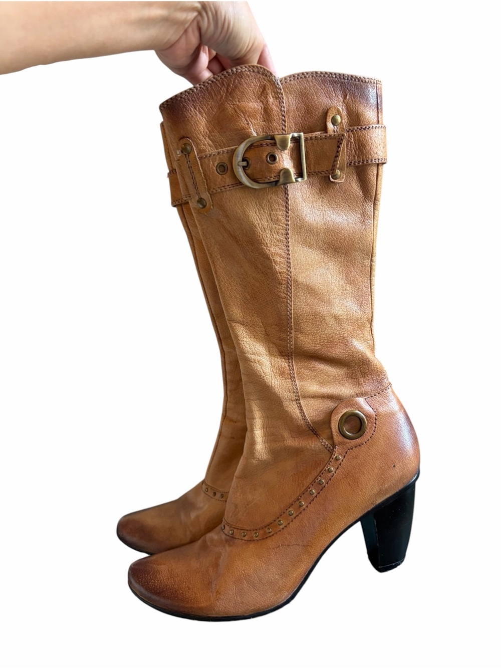 Veesy Vintage Tan Leather Boots Whitchycore Whimsigoth Fairycore - Picture 2 of 14
